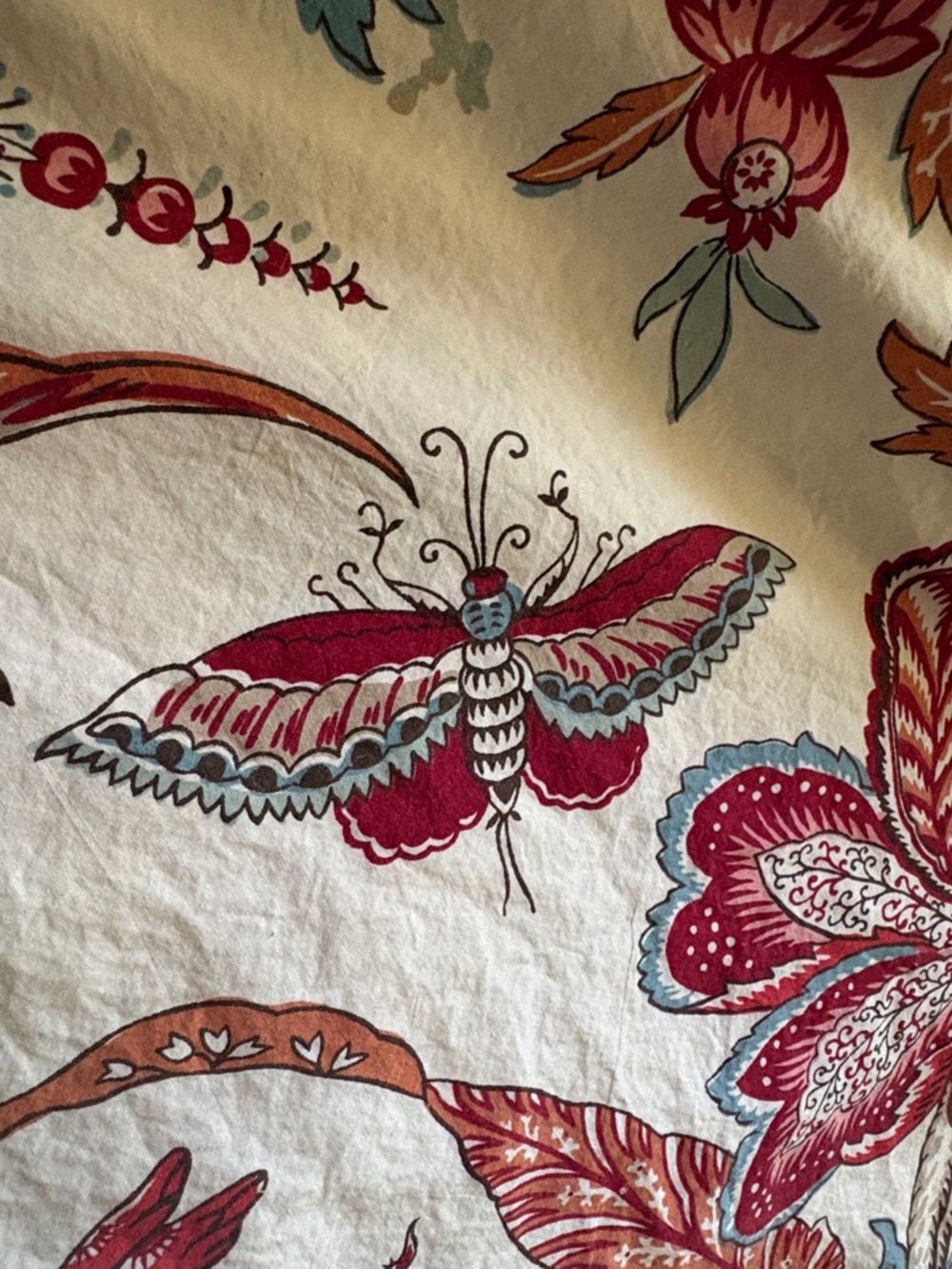 POTTERY BARN PALAMPORE Lolita/Deidre Queen Full Duvet Cover Butterflies - Picture 9 of 11
